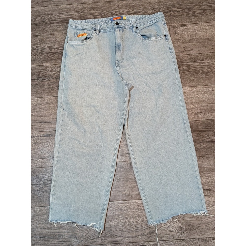 Empyre Loose Fit Skate Jeans Mens 38 Light Wash Baggy Wide Leg Custom Cropped